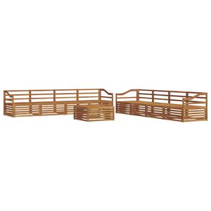vidaXL Utend&oslash;rs sofa-sett 9 pcs Naturlig Solid akasietre