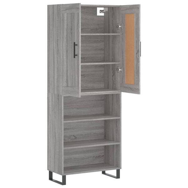 vidaXL Highboard gr&aring; sonoma 69,5x34x180 cm konstruert tre