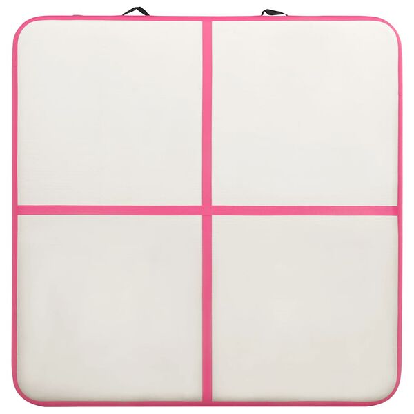 vidaXL Oppbl&aring;sbar gymnastikkmatte med pumpe 200x200x20 cm PVC rosa