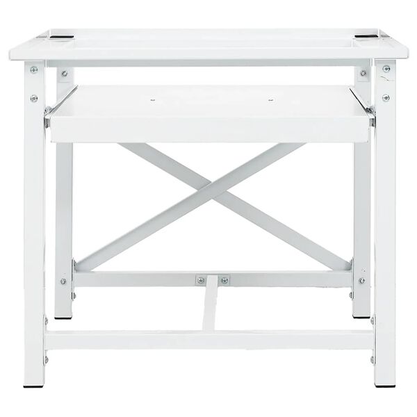 vidaXL Vaskemaskinstativ med uttrekkbar hylle hvit