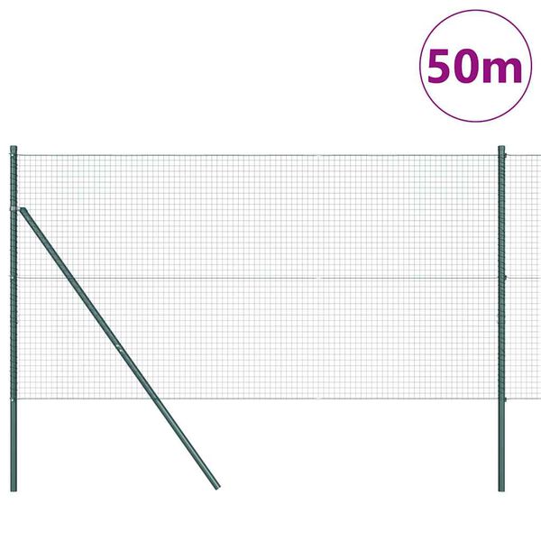 vidaXL Gjerdep&aring;le gr&oslash;nn 50 x 1 m (25 x 25 mm mesh) St&aring;l og PVC