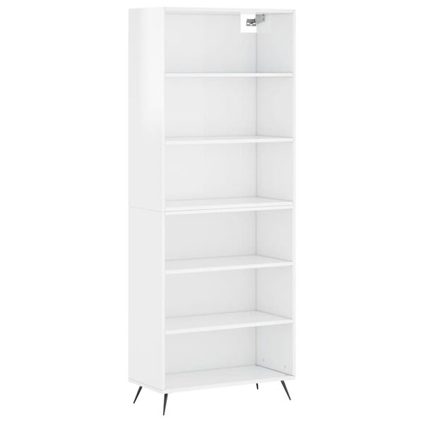 vidaXL Highboard h&oslash;yglans hvit 69,5x32,5x180 cm konstruert tre