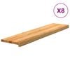vidaXL Trappetrinn 8 stk lysebrun 110x25x2 cm heltre eik