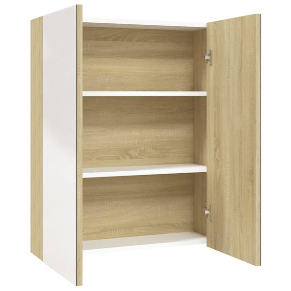 vidaXL Speilskap til bad 60x15x75 cm MDF hvit og eik