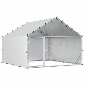 vidaXL Kyllinghus med tak S&oslash;lv 200 x 200 x 150 cm Galvanisert st&aring;l
