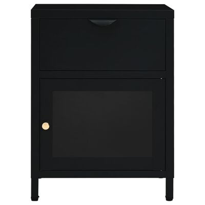 vidaXL Nattbord svart 40x30x54,5 cm stål og glass