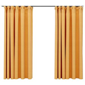 vidaXL Lystette gardiner med kroker og lin-design 2 stk gul 140x175 cm