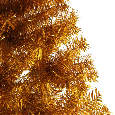 vidaXL Kunstig halvt juletre med stativ gull 240 cm PET