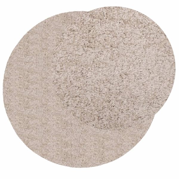 vidaXL Tykt teppe PAMPLONA høy luv moderne beige Ø 80 cm