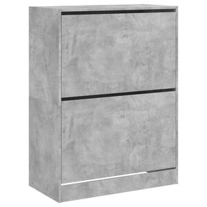 vidaXL Skoskap med 2 vippeskuffer betonggr&aring; 80x42x108 cm