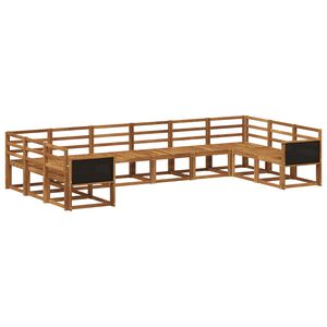 vidaXL Utend&oslash;rs sofa-sett 10 pcs Naturlig Solid akasietre