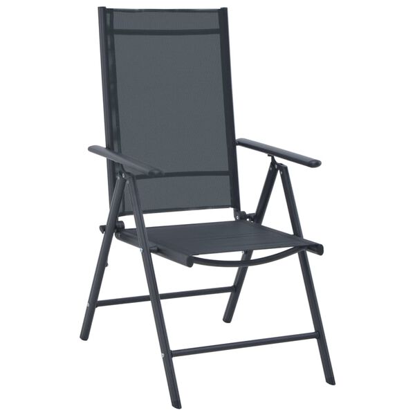 vidaXL Utendørs spisestue 5 deler aluminium og textilene svart