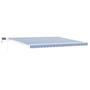 vidaXL Innvendbar Markise med LED -stripelys Bl&aring; og hvit 450 &times; 300 cm