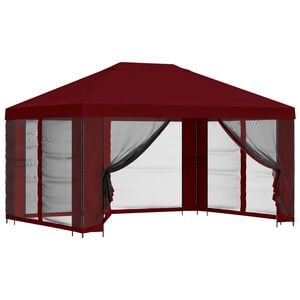 vidaXL Hagepaviljong med sidevegger 4 &times; 3 m Burgunder