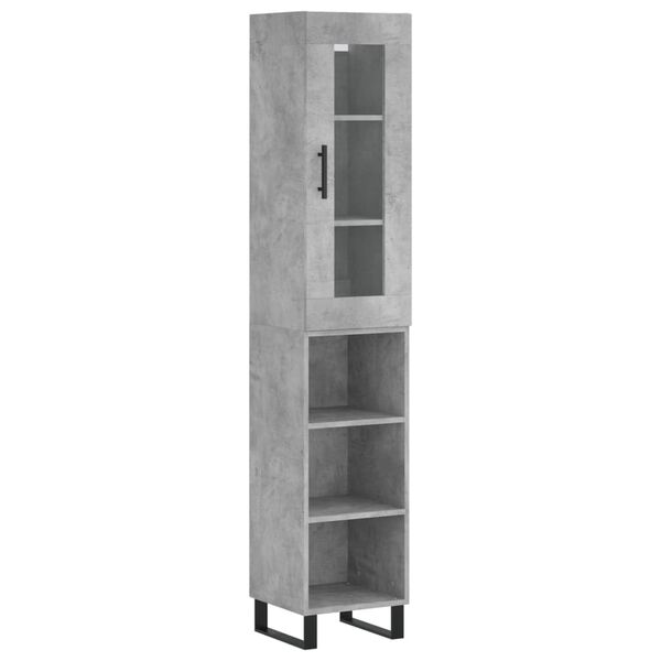 vidaXL Highboard betonggr&aring; 34,5x34x180 cm konstruert tre