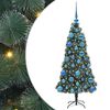 vidaXL Kunstig forh&aring;ndsbelyst juletre med kule sett gr&oslash;nn 120 cm PET