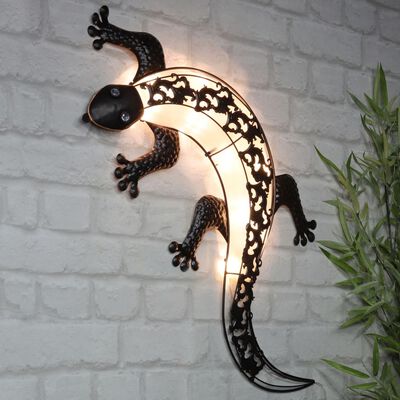 HI Soldrevet LED-hagelys veggmontert gekko