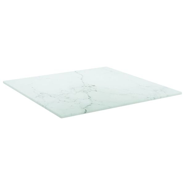 vidaXL Bordplate hvit 40x40 cm 6 mm herdet glass med marmor design