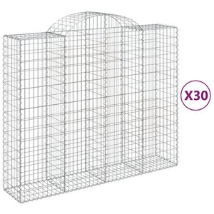 vidaXL Gabionkurver buede 30 stk 200x50x160/180 cm galvanisert jern