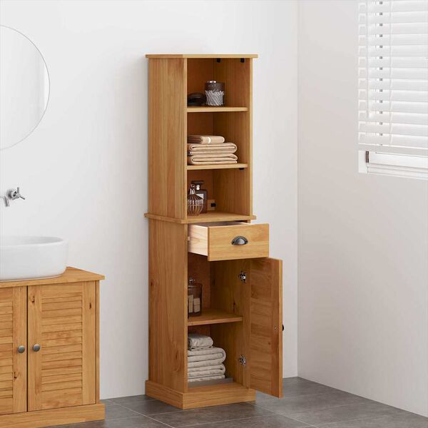 vidaXL Baderomsinnredningssett med d&oslash;r VIGO 2 pcs Brun og Honningbrun