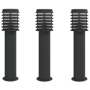 vidaXL Utend&oslash;rs gulvlamper 3 stk svart 60 cm rustfritt st&aring;l