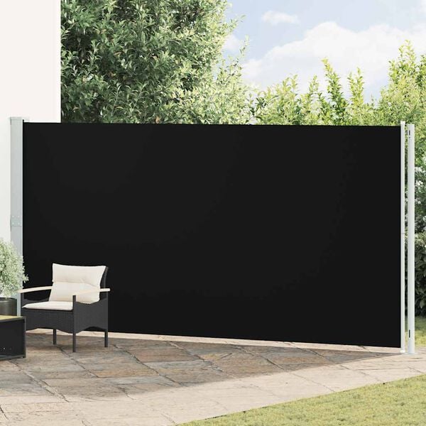 vidaXL Uttrekkbar sidemarkise 200x600 cm svart