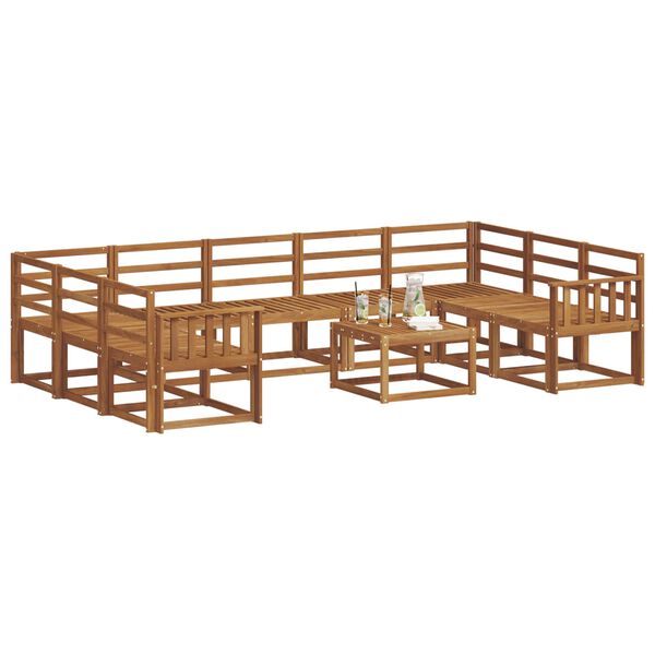 vidaXL Utend&oslash;rs sofa-sett 10 pcs Naturlig Solid akasietre