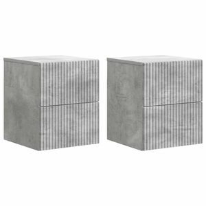 vidaXL Vegghengt Nattbord med skuff 2 pcs Betonggr&aring; 33 x 34,5 x 40 cm