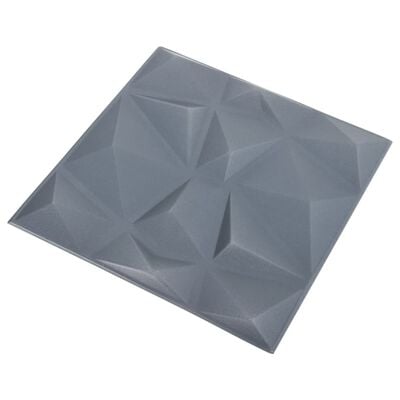 vidaXL 3D-veggpaneler 12 stk 50x50 cm diamant grå 3 m²