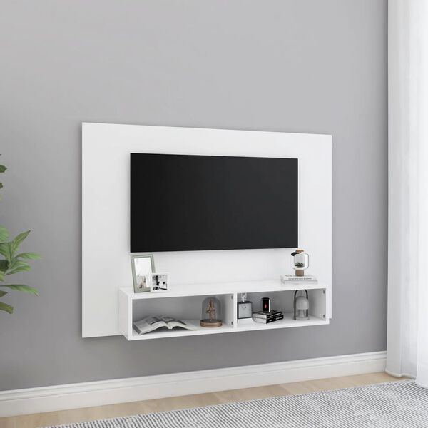 vidaXL Veggmontert TV-benk hvit 120x23,5x90 cm konstruert tre