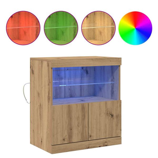 vidaXL LED sideboard Brun 60,5 x 37 x 67 cm Konstruert tre