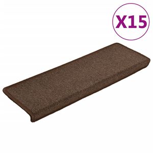 vidaXL Trappematter 15 stk 65x21x4 cm brun rektangul&aelig;r kant