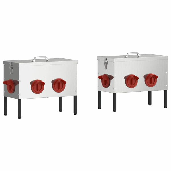 vidaXL H&oslash;nsefutteral 2 pcs s&oslash;lv 41,5 x 20,5 x 33 cm Galvanisert St&aring;l