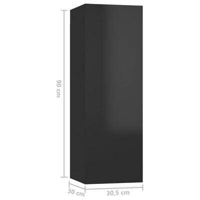 vidaXL TV-benker 2 stk høyglans svart 30,5x30x90 cm sponplate