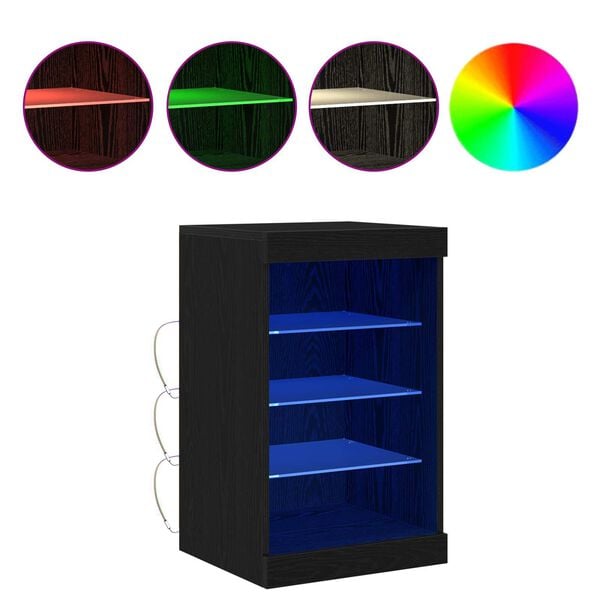 vidaXL LED sideboard Svart Eik 41 x 37 x 67 cm Konstruert tre