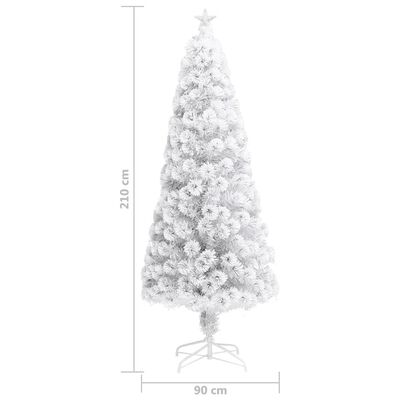 vidaXL Forhåndsbelyst kunstig juletre hvit 210 cm fiberoptikk