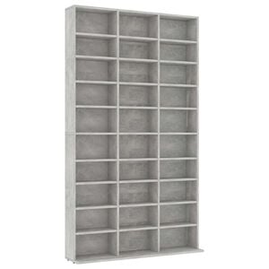 vidaXL CD-hylle betonggr&aring; 102x16x177,5 cm konstruert tre