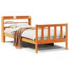 vidaXL Sengeramme med hodegavl voksbrun 100x200 cm heltre furu