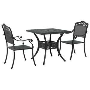vidaXL Hagebordsett 3 stk. Svart St&oslash;pt aluminium