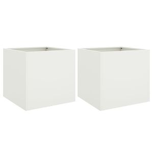 vidaXL Plantekasser 2 stk hvit 42x40x39 cm st&aring;l