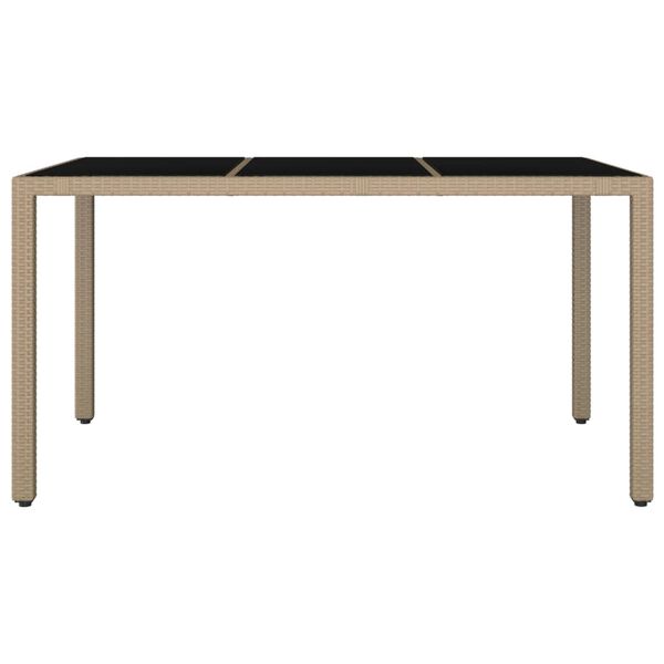 vidaXL Hagebord med glassplate beige polyrotting og herdet glass