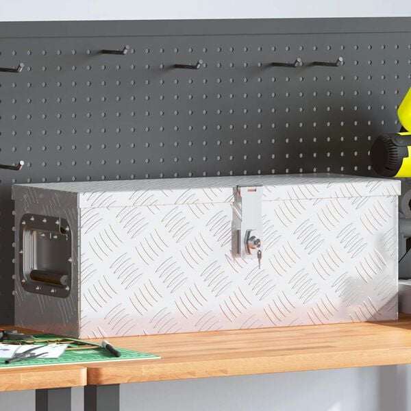 vidaXL Oppbevaringsboks s&oslash;lv 60x23,5x23 cm aluminium