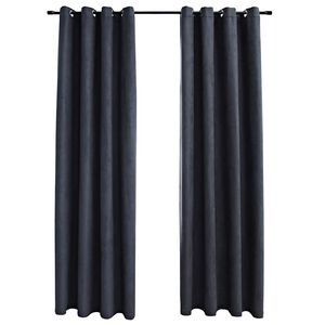 vidaXL Lystette gardiner med metallringer 2 stk antrasitt 140x175 cm