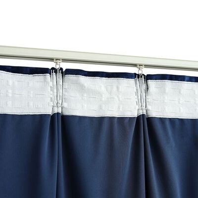 vidaXL Lystette gardiner med kroker 2 stk fløyel mørkeblå 140x175 cm