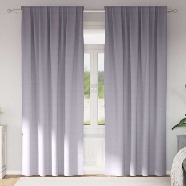 vidaXL M&oslash;rkleggende Gardiner med Ringer 2 pcs Metall Gr&aring; 260 x 140 cm