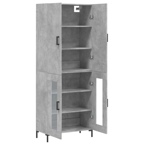 vidaXL Highboard betonggr&aring; 69,5x34x180 cm konstruert tre
