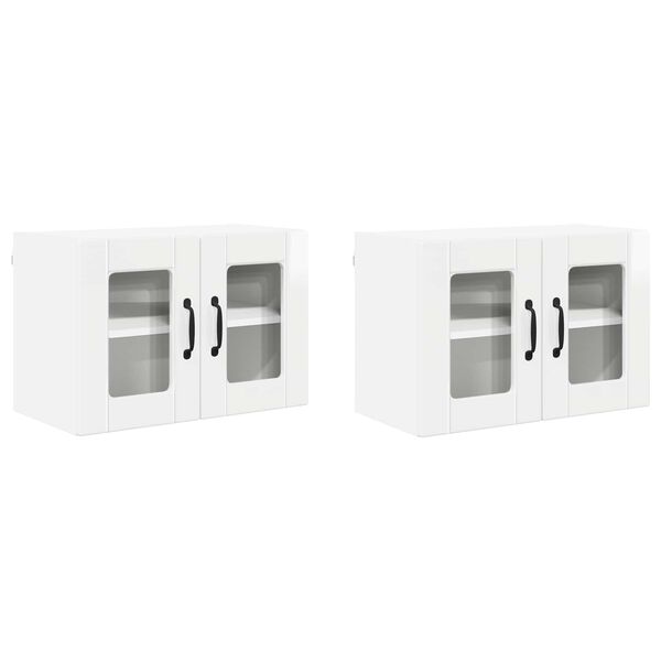 vidaXL Kj&oslash;kkenskap med hylle 2 pcs H&oslash;yglanset hvit 60 x 31 x 40 cm