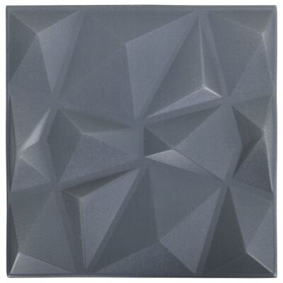 vidaXL 3D-veggpaneler 24 stk 50x50 cm diamant grå 6 m²
