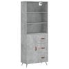 vidaXL Highboard betonggr&aring; 69,5x34x180 cm konstruert tre