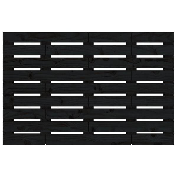 vidaXL Veggmontert sengegavl svart 96x3x63 cm heltre furu